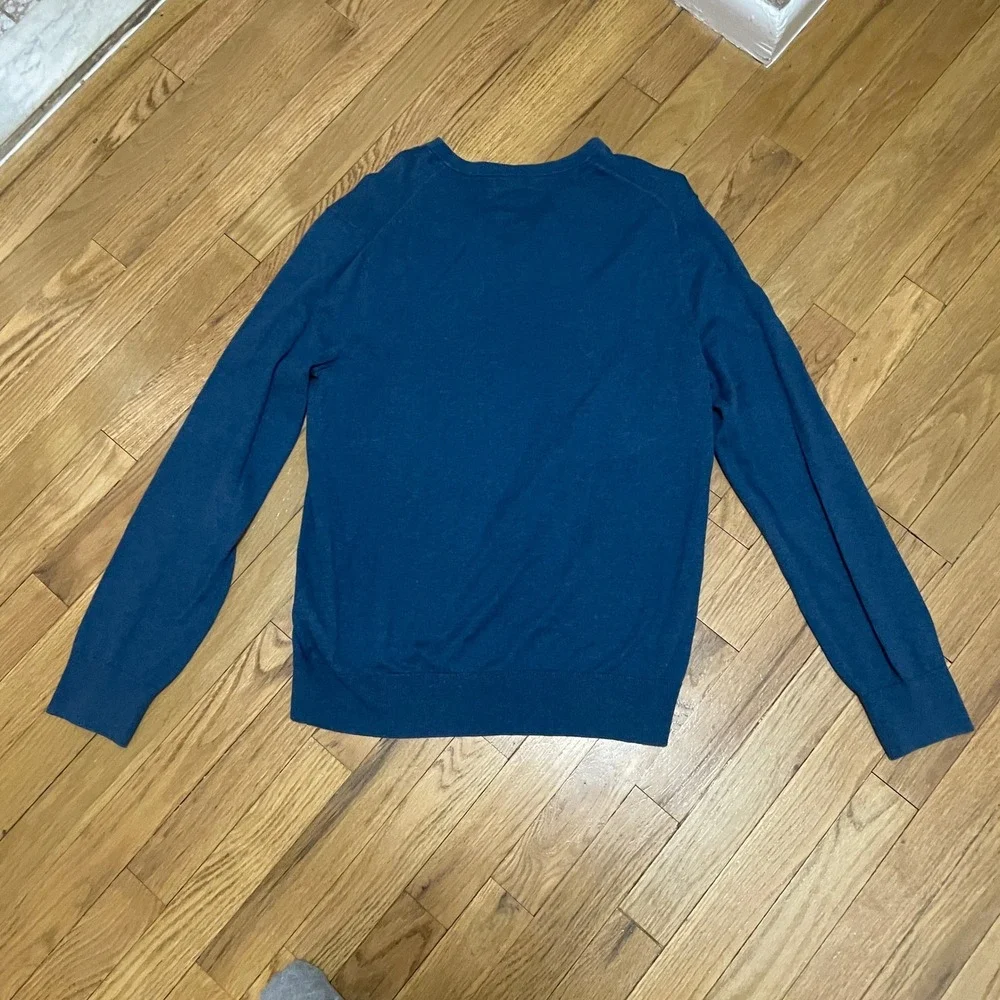 Banana Republic Blue Luxury Silk Cotton Cashmere Blend V-Neck Sweater Mens Large